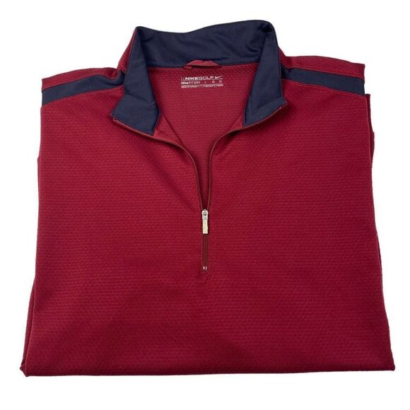 Men’s Nike Fit Dry Quarter Zip Burg. & Black Textured Outdoors Pullover Large - Picture 1 of 9
